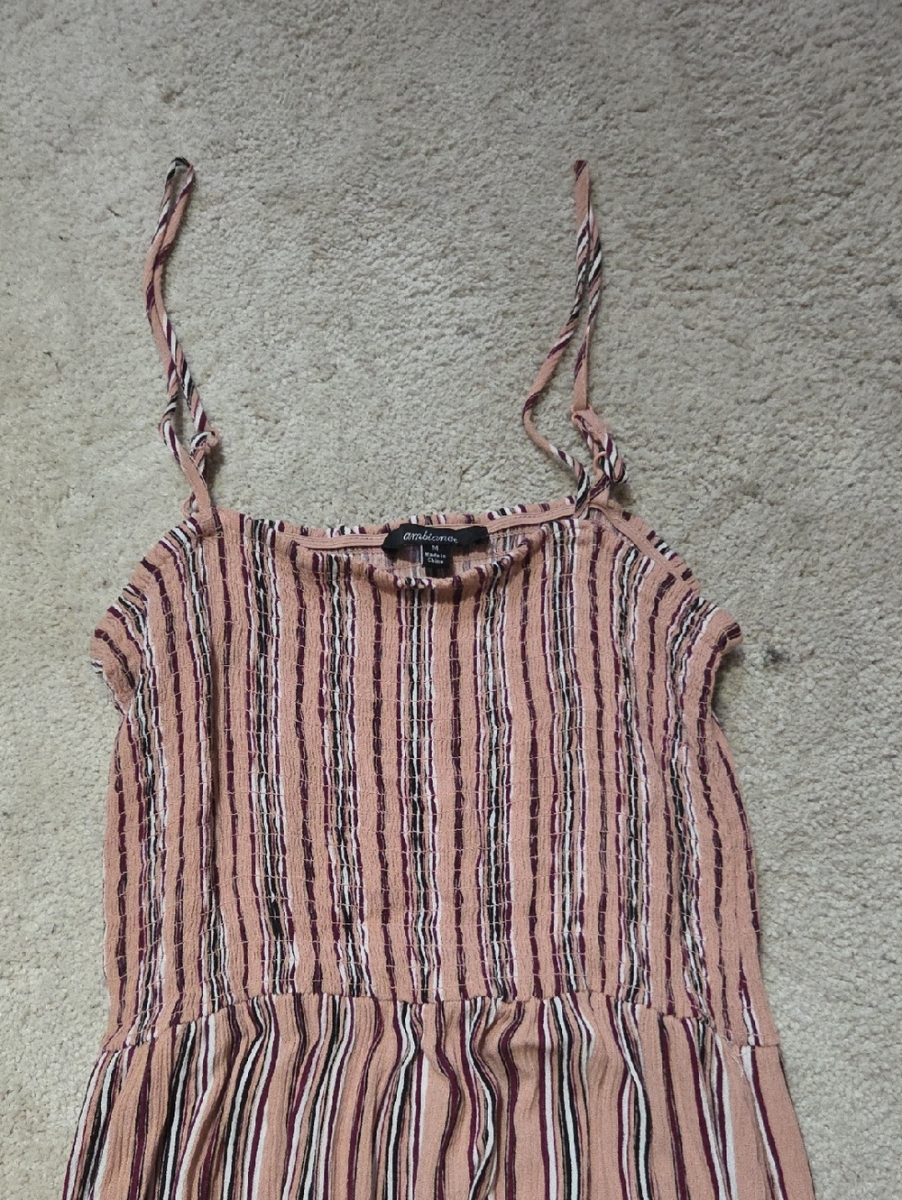 Ambiance Blush Pink Striped Tie-Shoulder Midi Dress